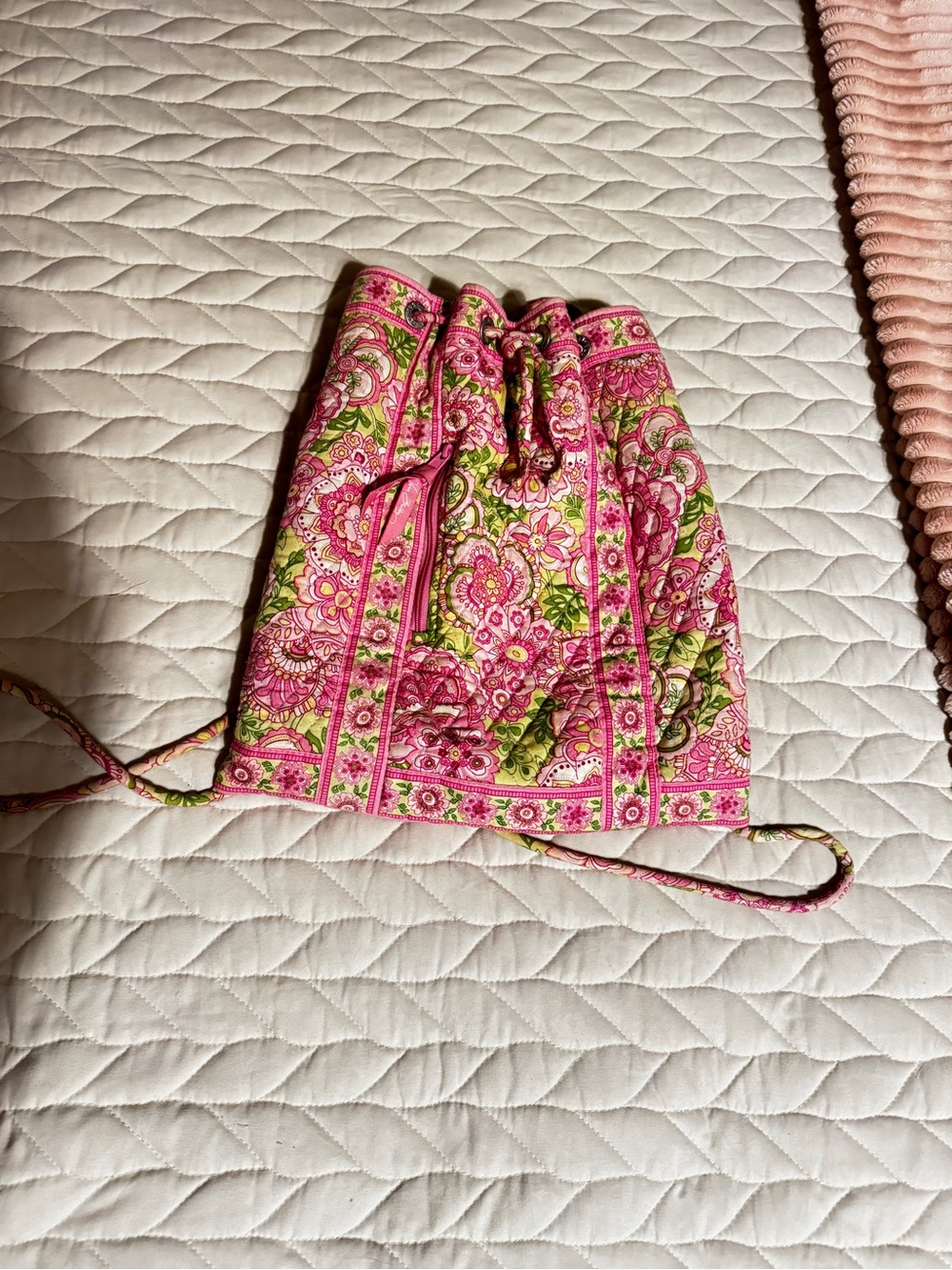 Vera Bradley Pink & Green Floral Drawstring Mini Bag